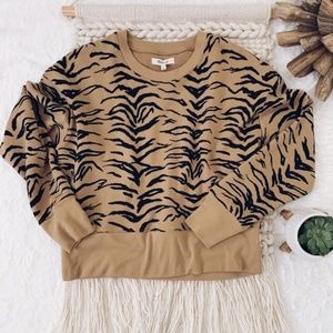 Madewell Crop Sweatshirt in Tiger Stripe